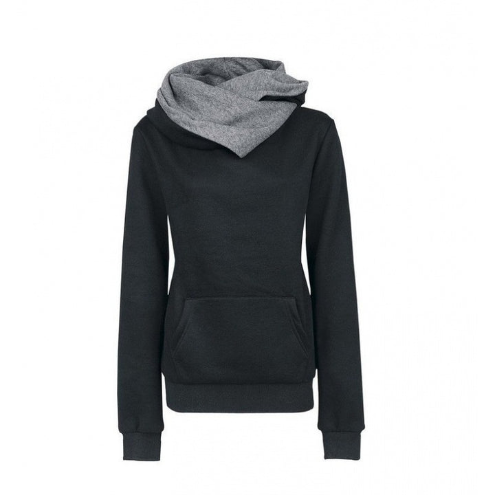 Damen Taillierter Kapuzenpullover mit überlappendem Schalkragen und Kängurutasche Drune