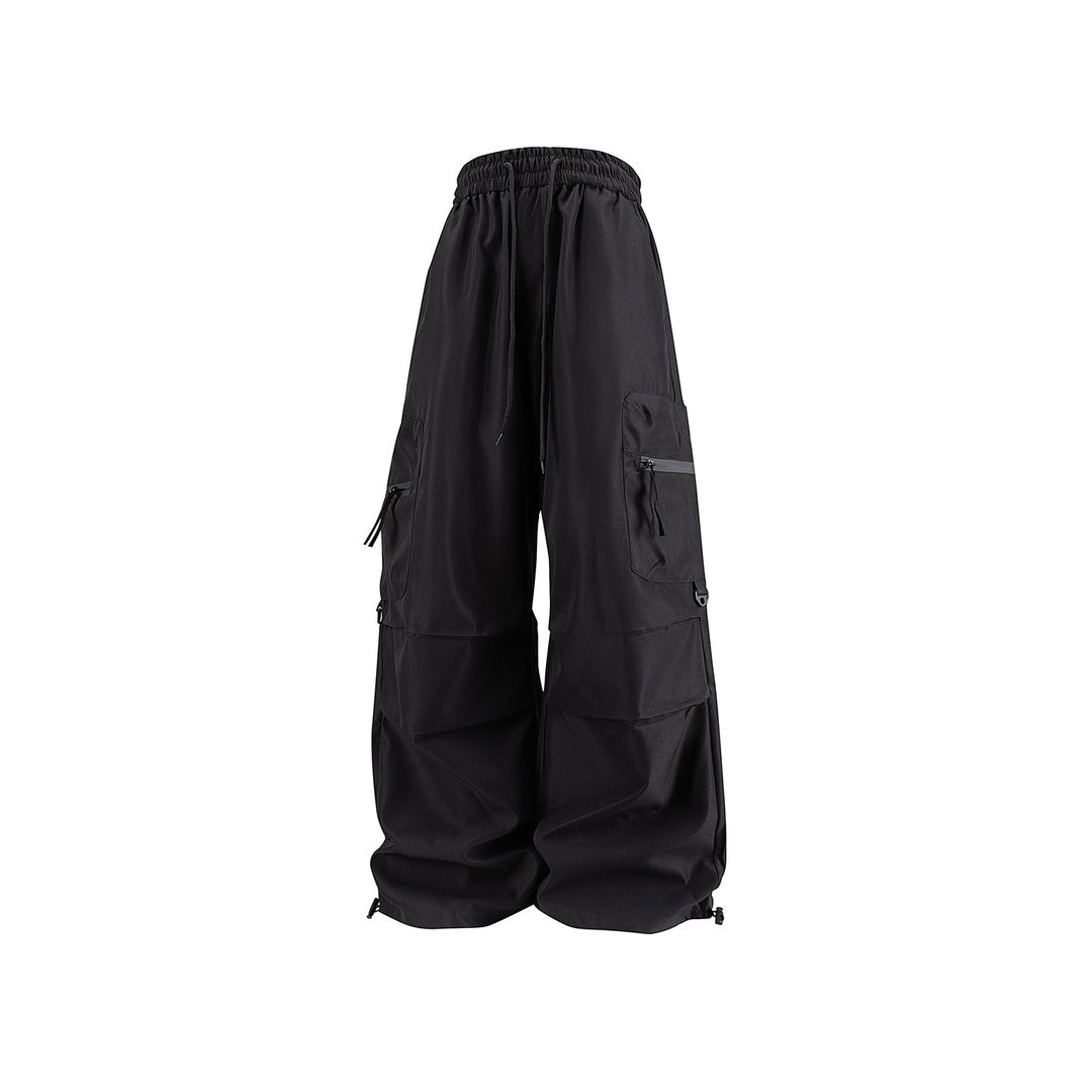 Damen Weite Cargo‑Schlaghose mit hohem Elastbund, Multitaschen und verstellbarem Saum Drune