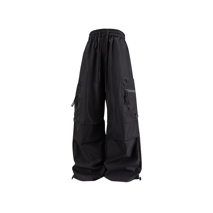 Damen Weite Cargo‑Schlaghose mit hohem Elastbund, Multitaschen und verstellbarem Saum Drune