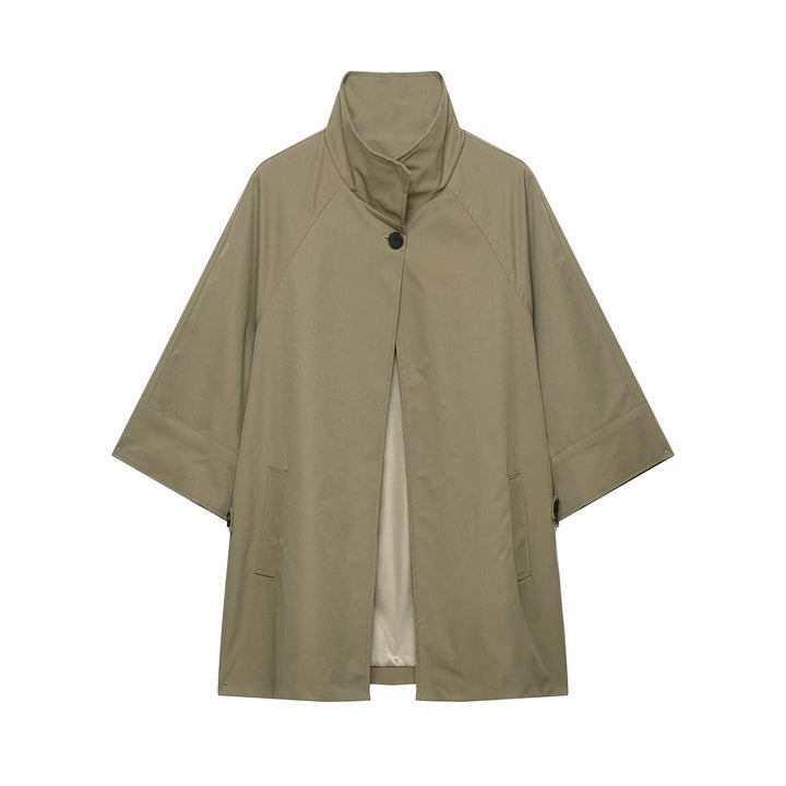 Damen Zweiteiler Kurzcape-Jacke mit Stehkragen und hochtaillierter Plissee-Culotte Drune