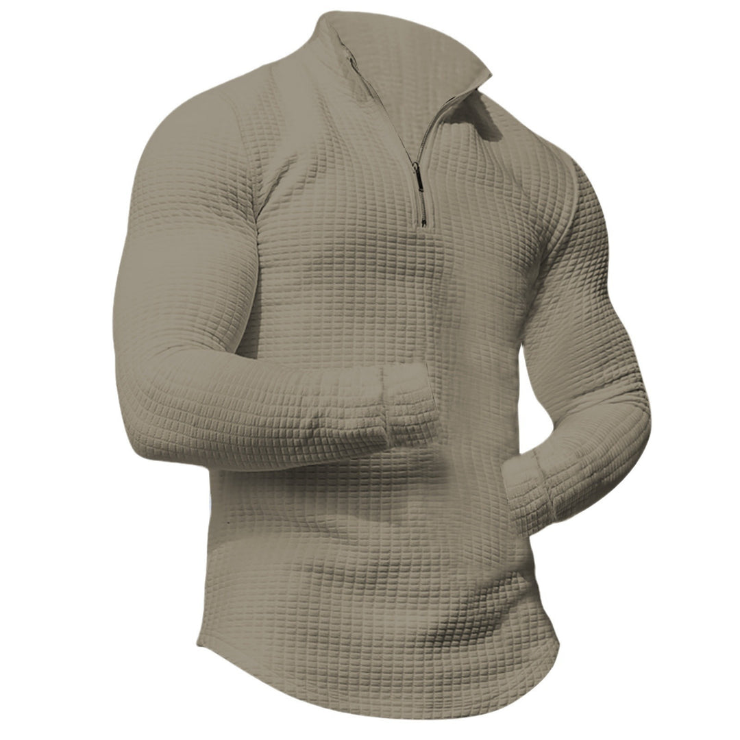 Herren Waffelstrick-Langarmshirt mit kurzem Reißverschluss Drune