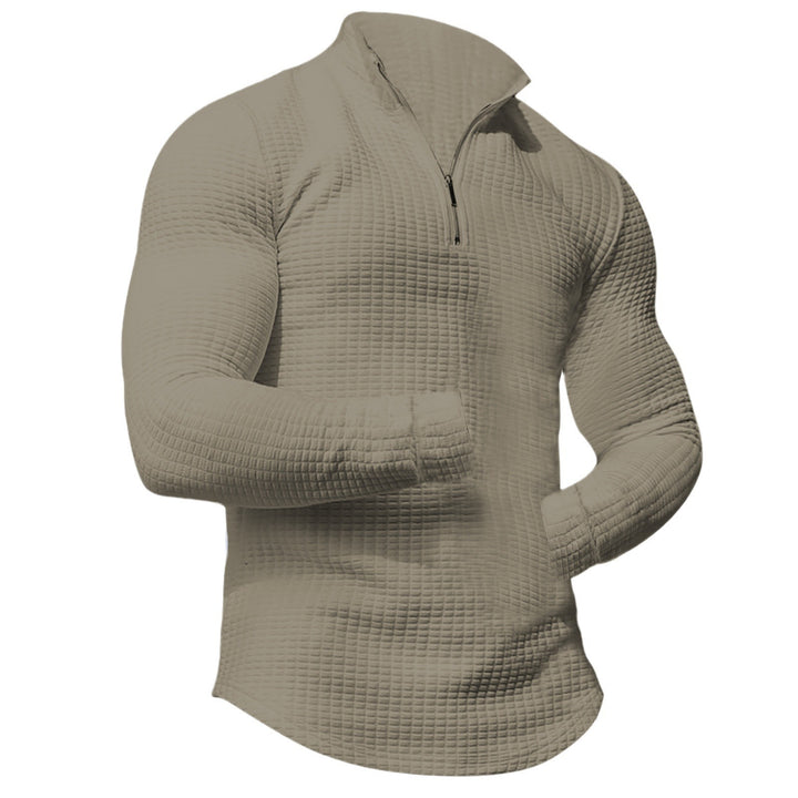 Herren Waffelstrick-Langarmshirt mit kurzem Reißverschluss Drune