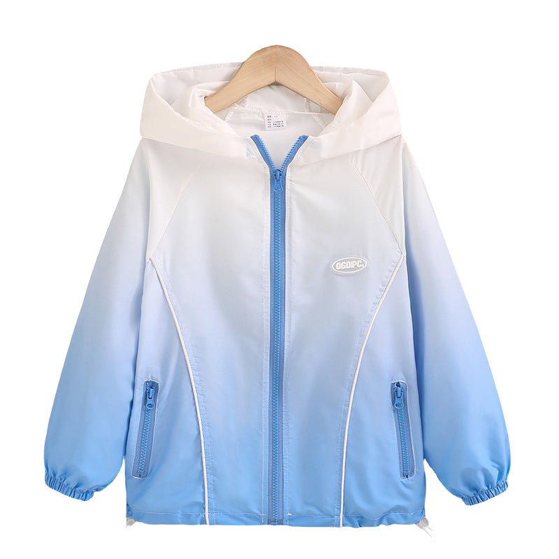 Damen nan leichter Kapuzen-Windbreaker mit Reißverschluss und verdeckten Taschen Drune