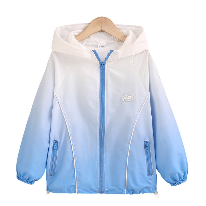 Damen nan leichter Kapuzen-Windbreaker mit Reißverschluss und verdeckten Taschen Drune