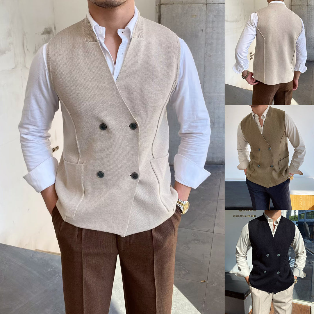 Herren Modischer Weste mit doppelter Knopfleiste Drune