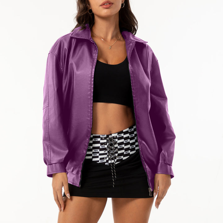 Damen nan leichte Satin Bomberjacke mit Reißverschluss und lockerer Passform Drune