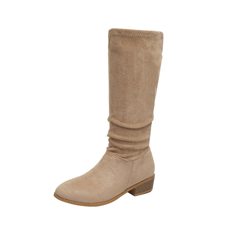 Damen Komfortable Wildleder Overkneestiefel Drune