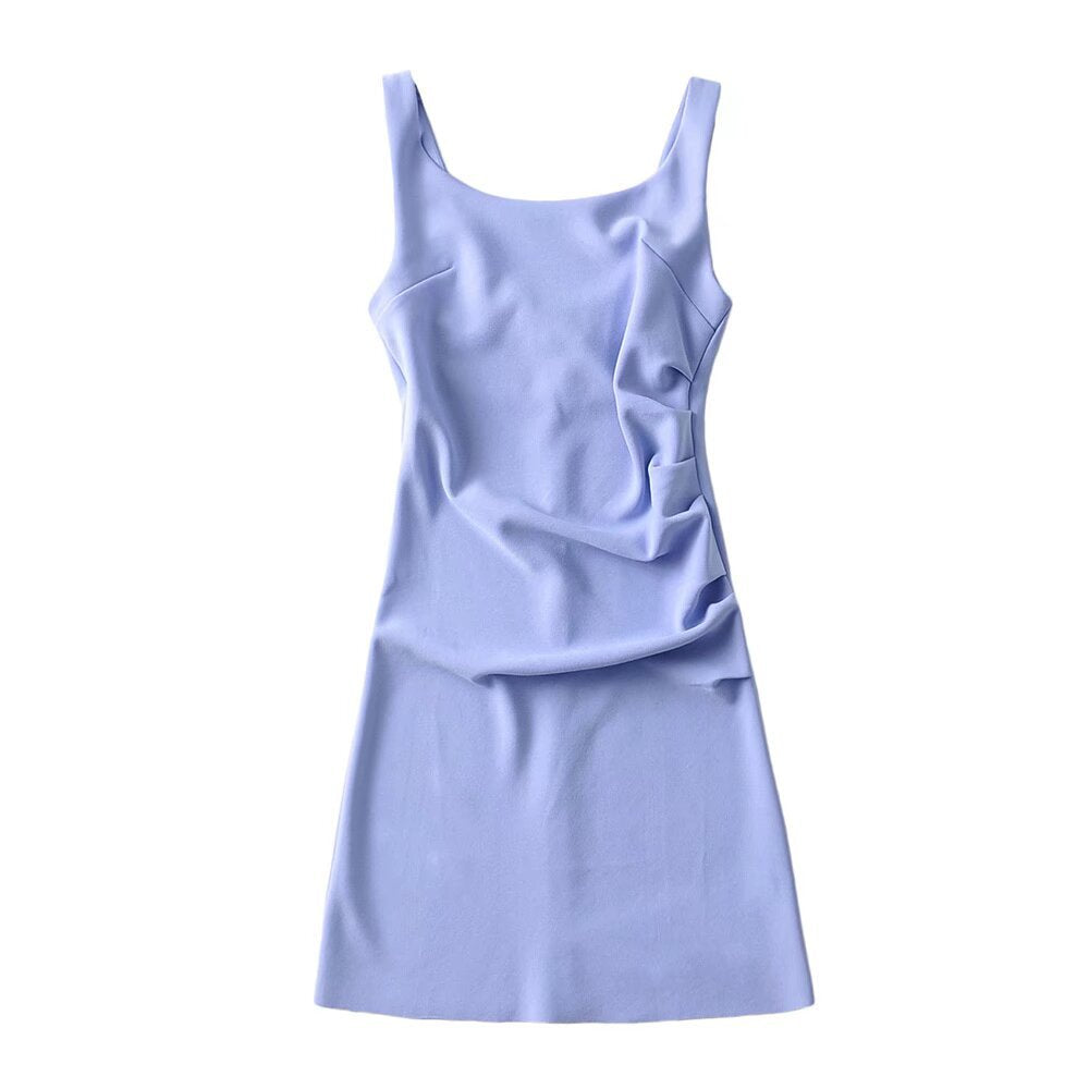 Damen modernes Sommerkleid mit Drapierung Drune