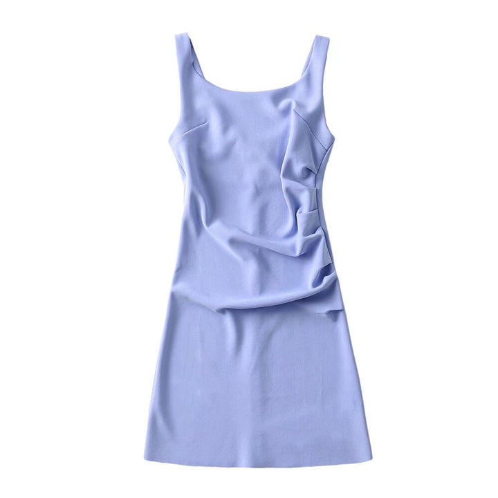 Damen modernes Sommerkleid mit Drapierung Drune