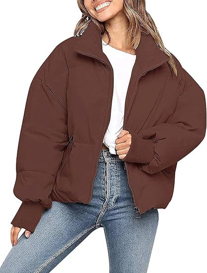 Damen Gesteppte Kurzjacke mit Stehkragen, wattierter Füllung und elastischen Bündchen Drune