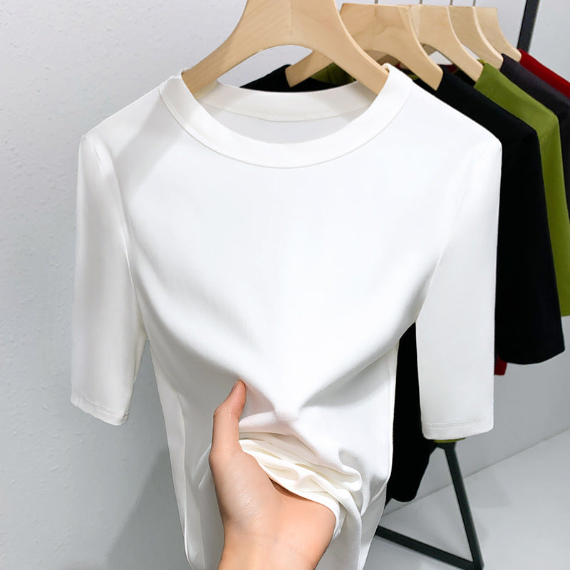 Damen Basic T-Shirt mit weicher Baumwollmischung und körperbetonter Passform Drune