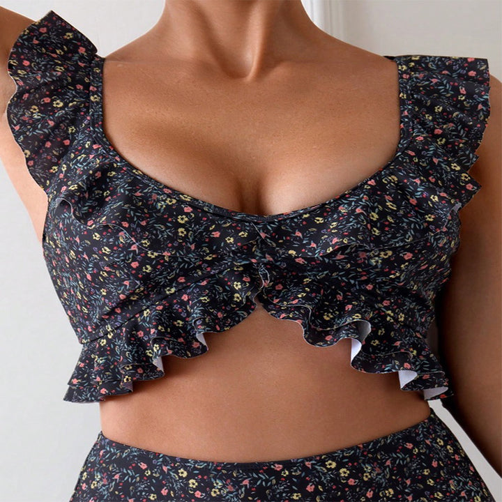 Damen Hochtailliertes Bikini-Set mit fröhlichem Rüschendetail Drune