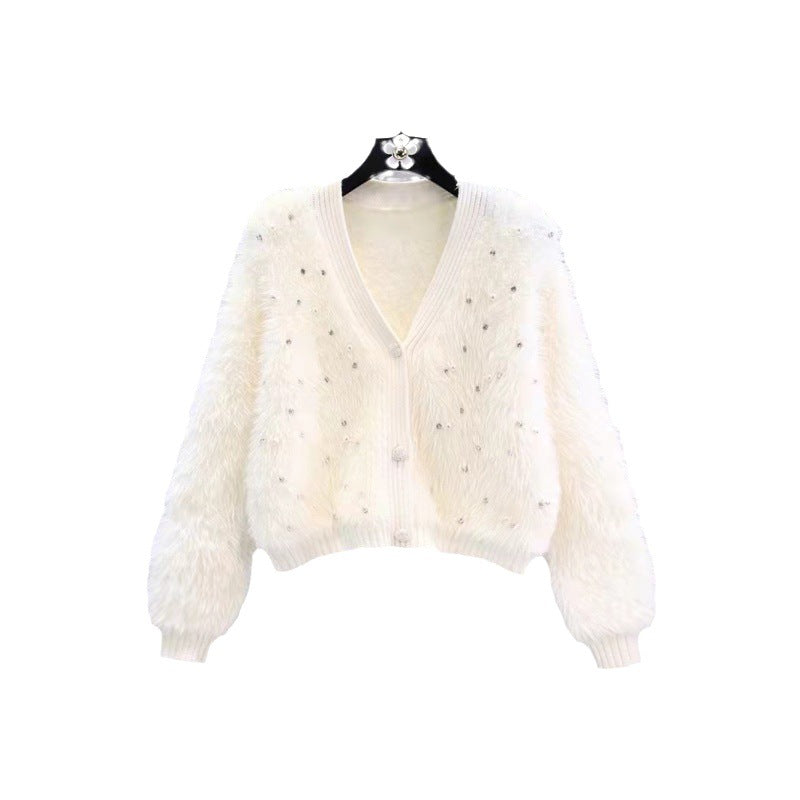 Damen kuschelige Strickjacke mit Glitzerakzenten und modischem Schnitt Drune
