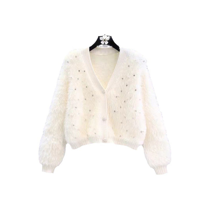 Damen kuschelige Strickjacke mit Glitzerakzenten und modischem Schnitt Drune