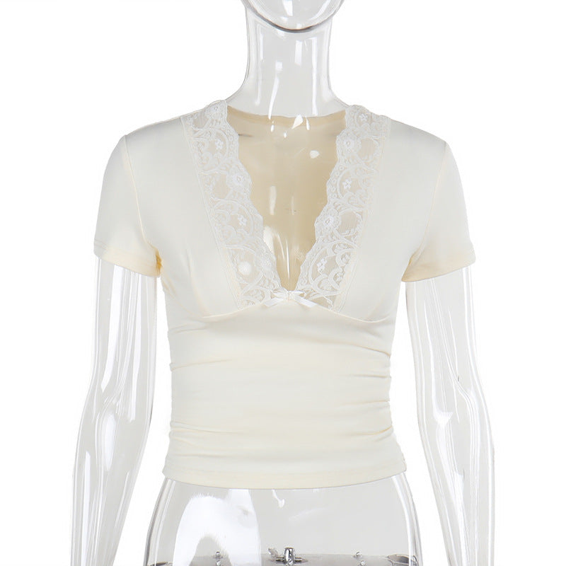 Damen elegantes Spitzenoberteil Drune