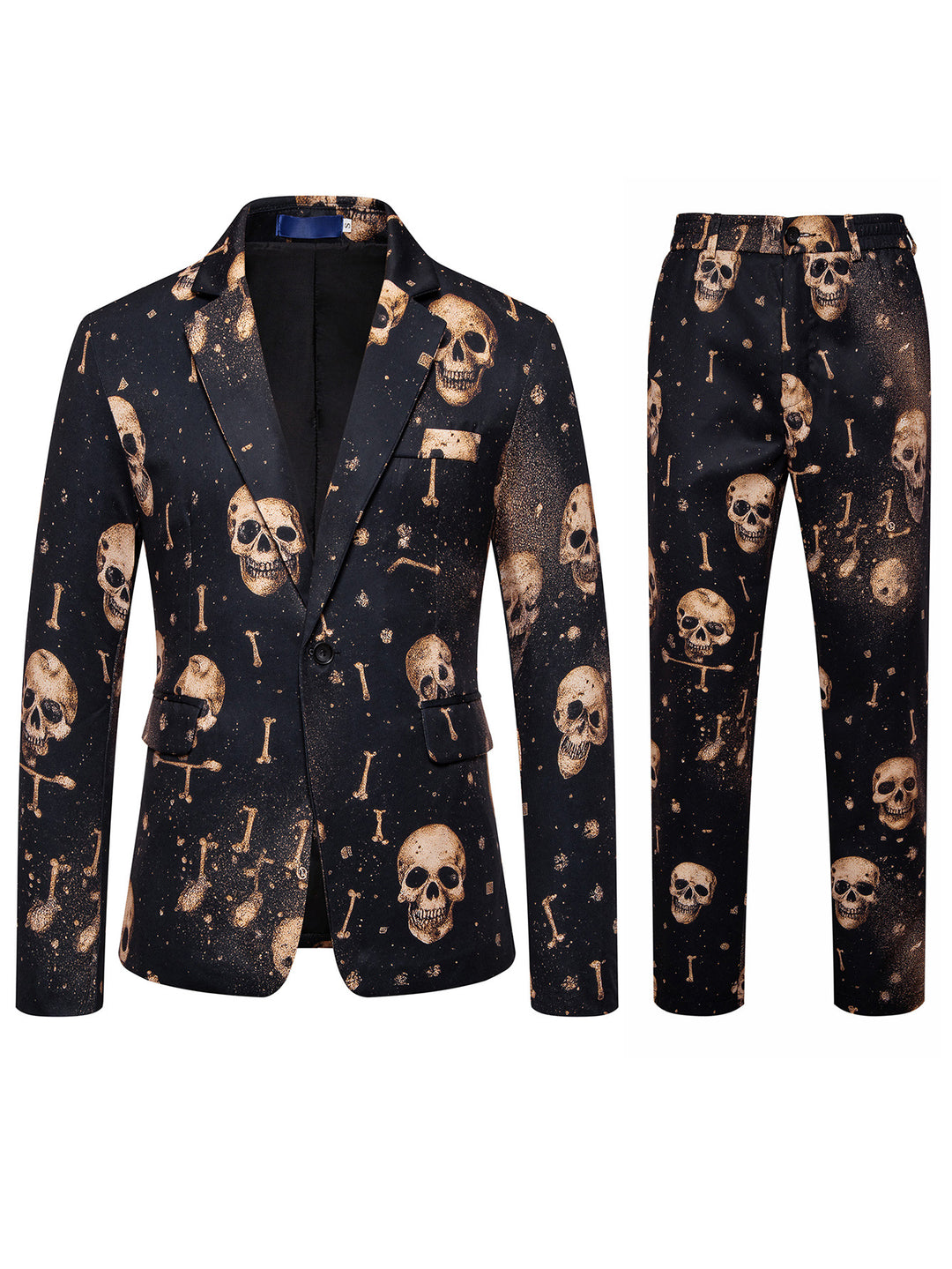 Herren Zweiteiliges Satin-Anzugsset mit grafischem Allover‑Print und schmaler Silhouette Drune