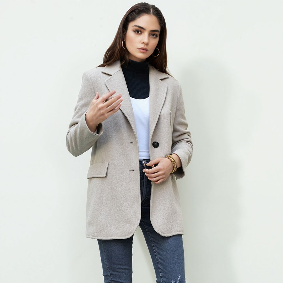 Damen elegante Blazerjacke mit strukturierter Oberfläche und schickem Schnitt Drune