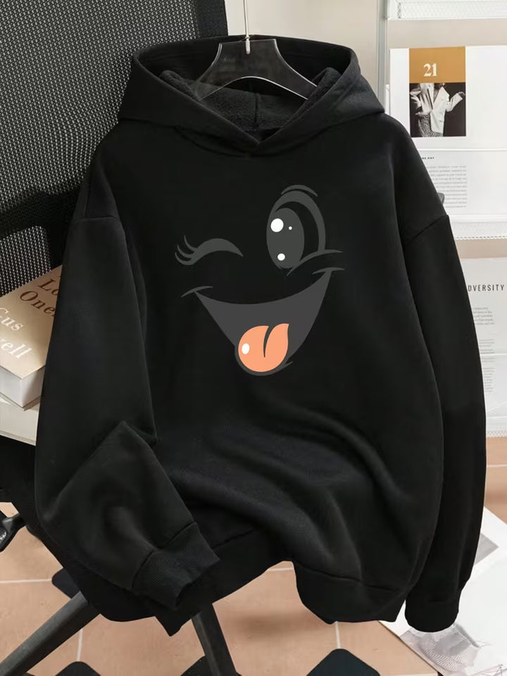 Damen Lustiger Kapuzenpullover mit einzigartigem Emoji-Design Drune