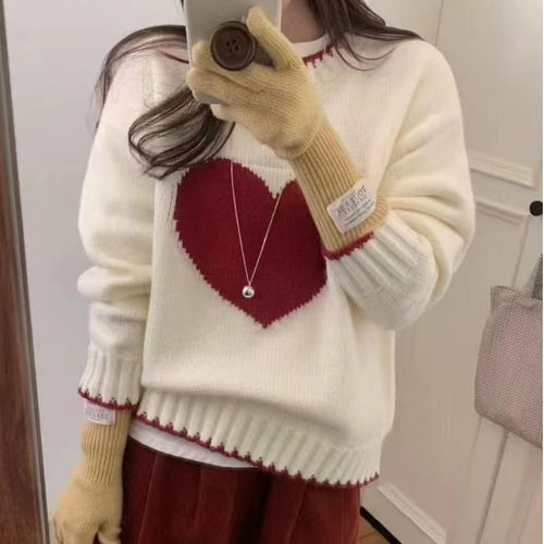 Damen Strickpullover mit Herzmotiv und lässigem Schnitt Drune