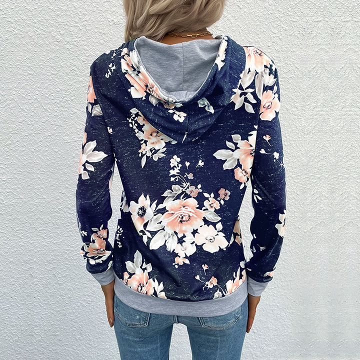 Damen Lässiger Kapuzenpullover mit floralem Muster Drune