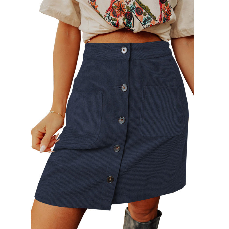 Damen Cordrock mit Knopfdetails und praktischen Taschen Drune