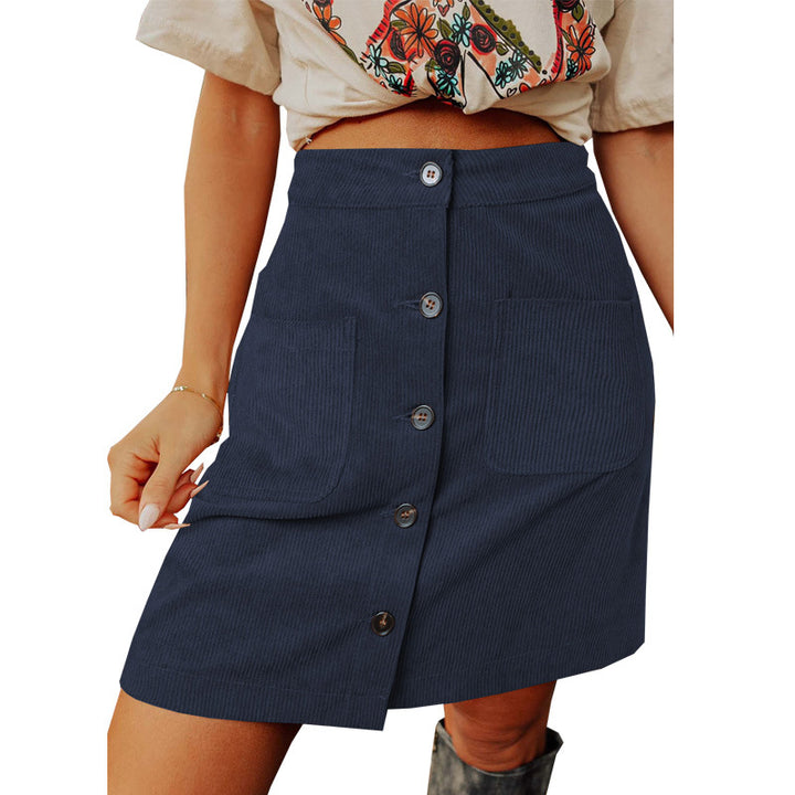 Damen Cordrock mit Knopfdetails und praktischen Taschen Drune