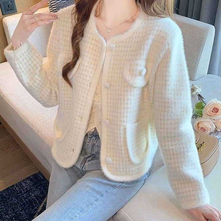 Damen Weicher Bouclé-Cardigan mit Taschen Drune