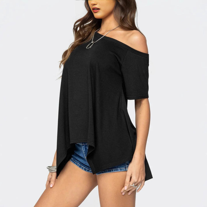 Damen Weit geschnittenes Off-Shoulder T-Shirt Drune