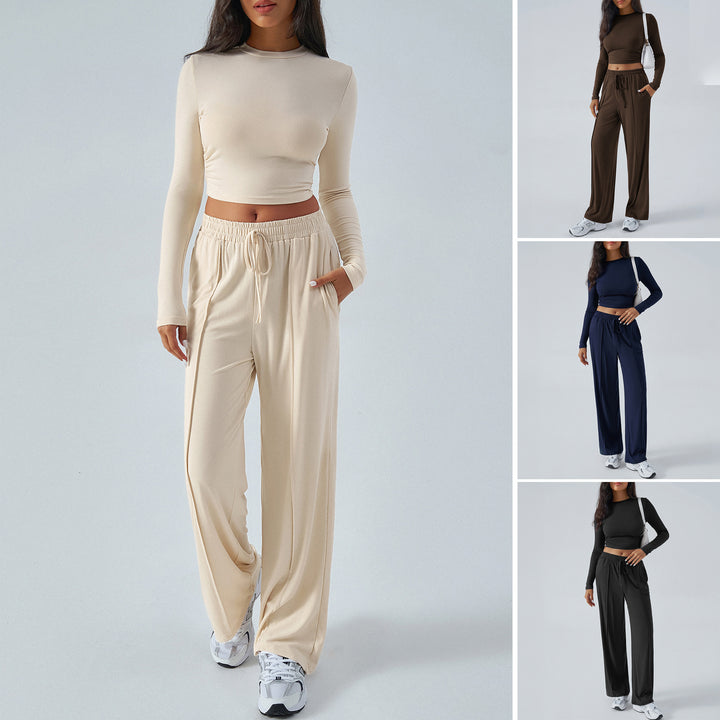 Damen lässiges Zweiteiler-Set mit weitem Oberteil und elastischen Hosen Drune
