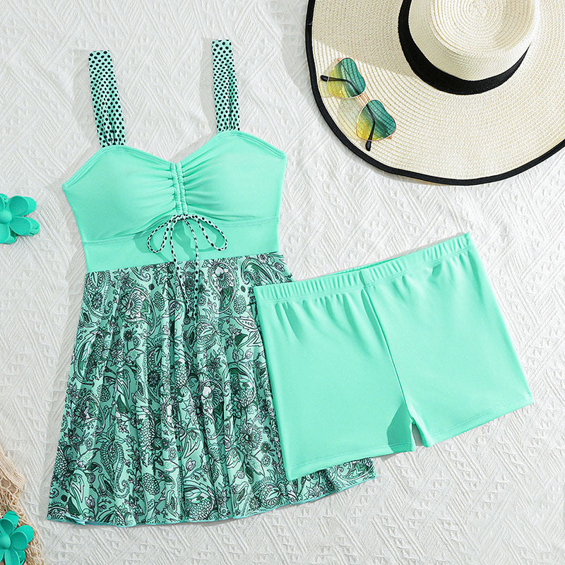 Damen Tankini mit floralem Rock und gepolstertem Oberteil Drune