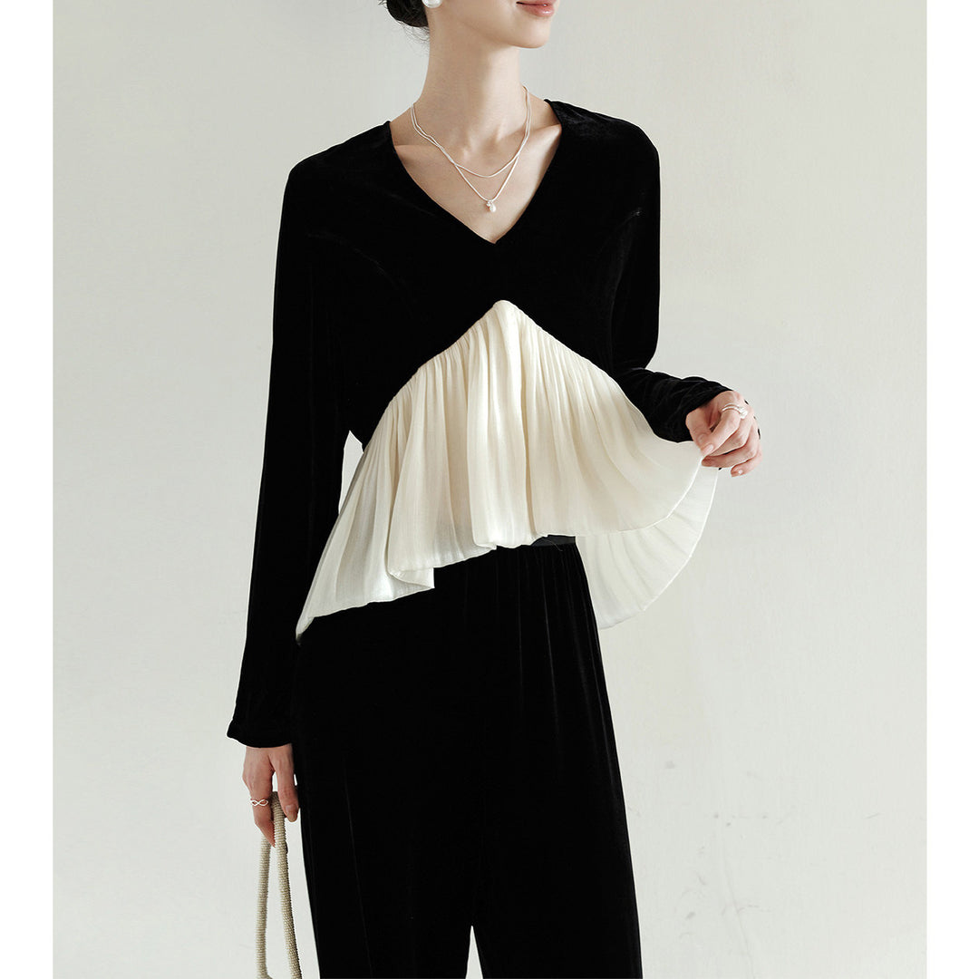 Damen Elegante Bluse mit Drapierung Drune
