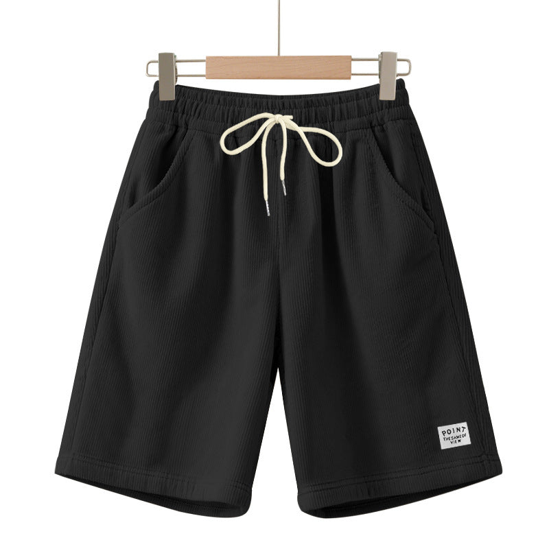 Herren nan knielange Lounge-Shorts im Rippenstrukturjersey mit elastischem Kordelzugbund und aufgesetzten Eingrifftaschen Drune