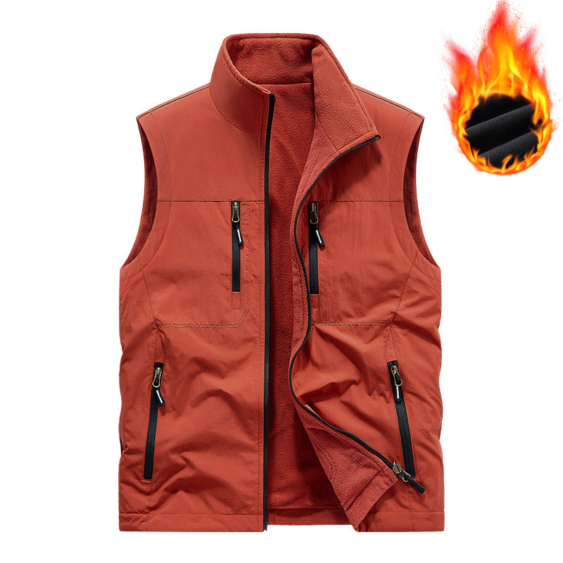 Herren Gefütterte Outdoor-Thermoweste mit Fleece-Innenfutter, Reißverschlusstaschen & winddichter Außenlage Drune