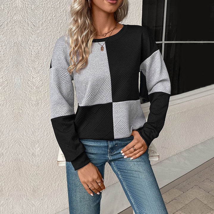 Damen Sweatshirt mit geometrischem Patchwork-Design Drune