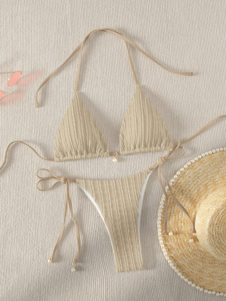 Damen Triangle-Bikini mit strukturiertem Design und verstellbaren Trägern Drune