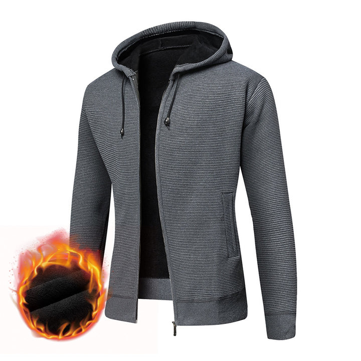 Herren fleecegefütterte Kapuzenjacke mit modischem Rippdesign Drune