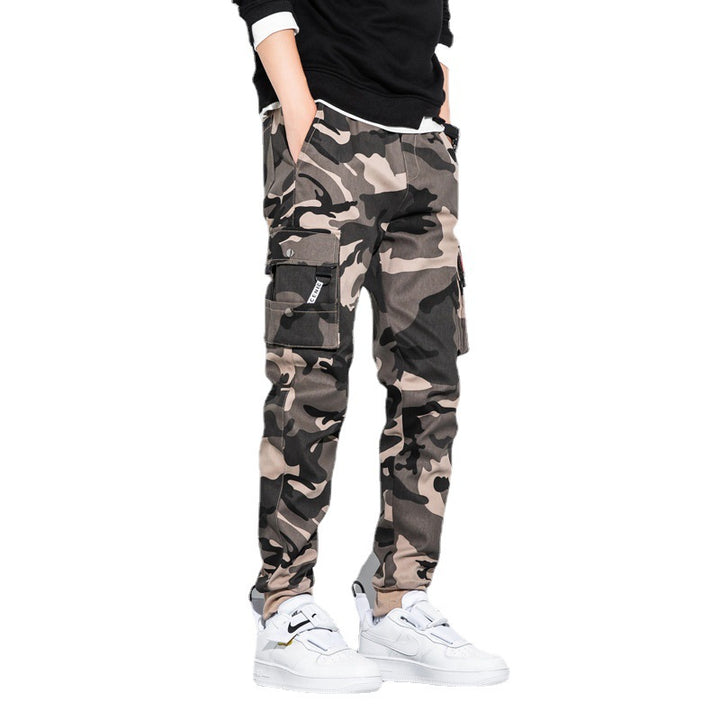 Herren Camouflage Cargo-Jogginghose mit Tapered-Schnitt, elastischem Bund und Multifunktionstaschen Drune