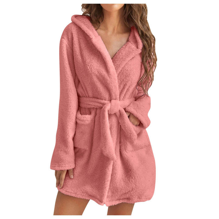 Damen Fleece-Roben mit praktischen Taschen und gemütlichem Kapuzen-Design Drune