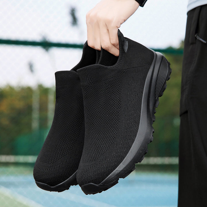 Unisex nan elastischer Strick-Schlupfschuh mit konturierter viskoelastischer Innensohle und rutschfester stoßdämpfender Laufsohle Drune