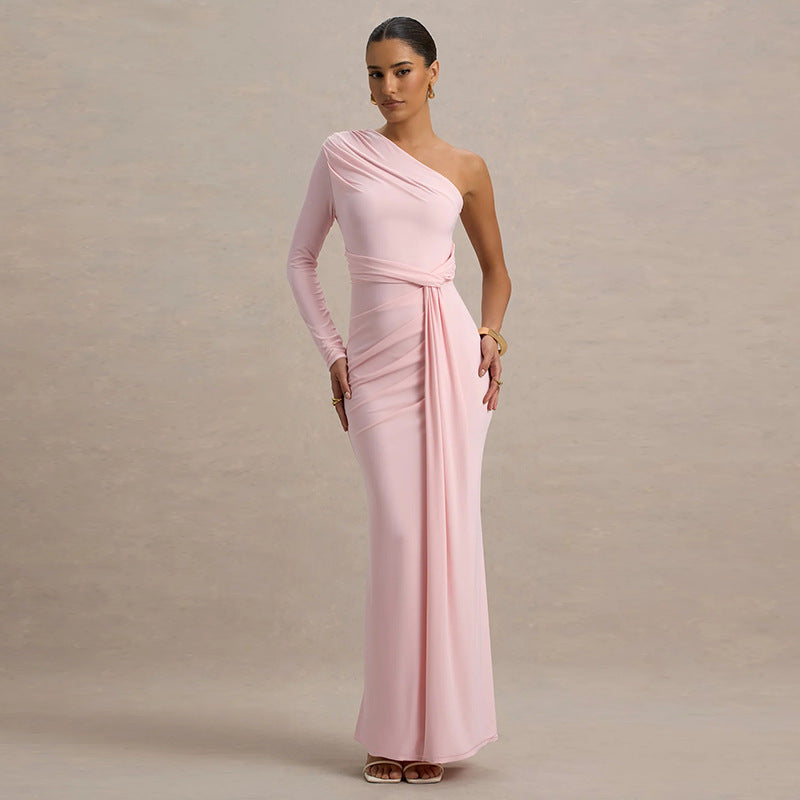 Damen Elegantes asymmetrisches Maxikleid mit Wickeldetail Drune