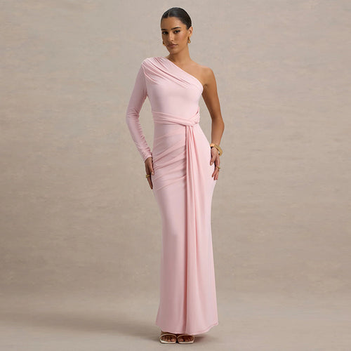 Damen Elegantes asymmetrisches Maxikleid mit Wickeldetail Drune
