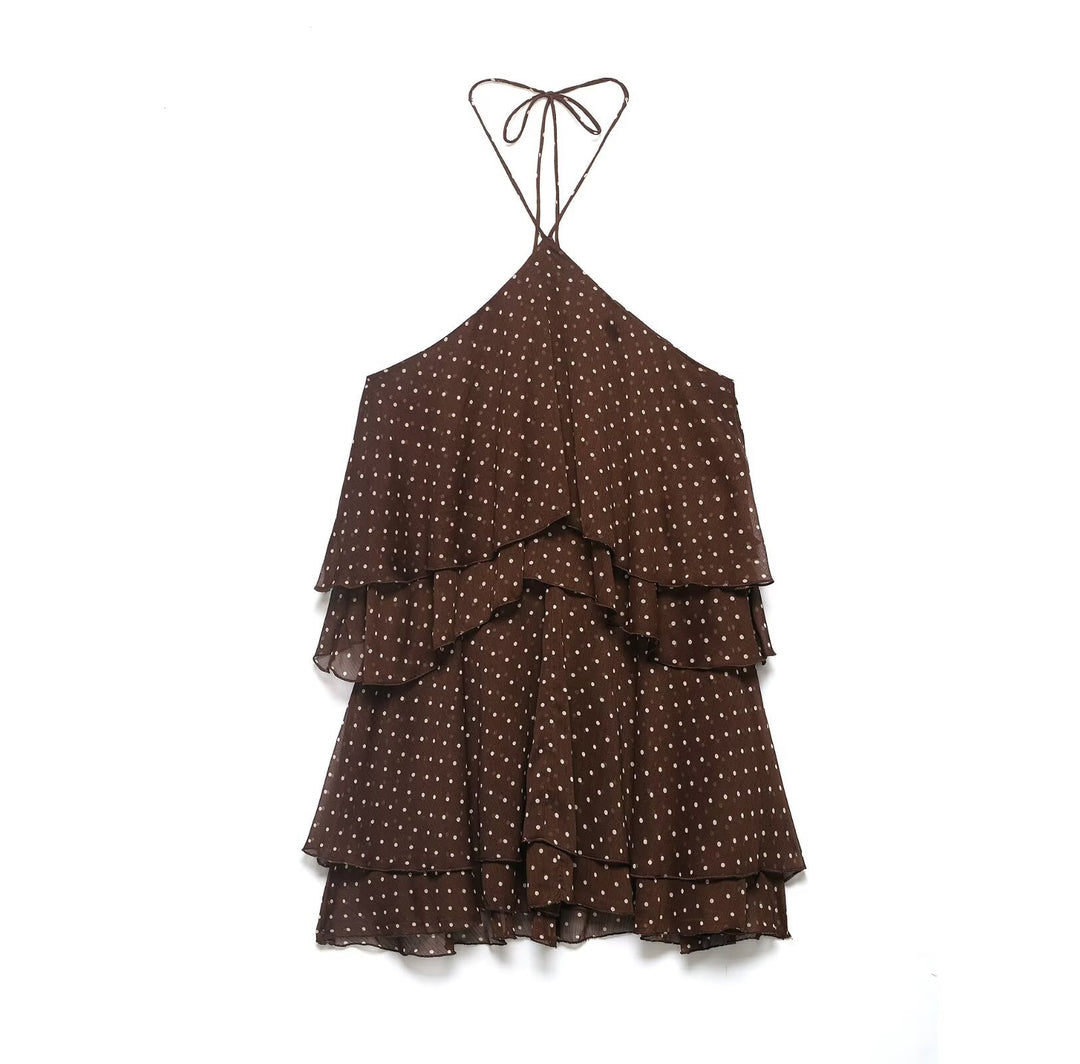 Damen Sommerkleid mit voluminösen Rüschendetails und tiefem V-Ausschnitt Drune
