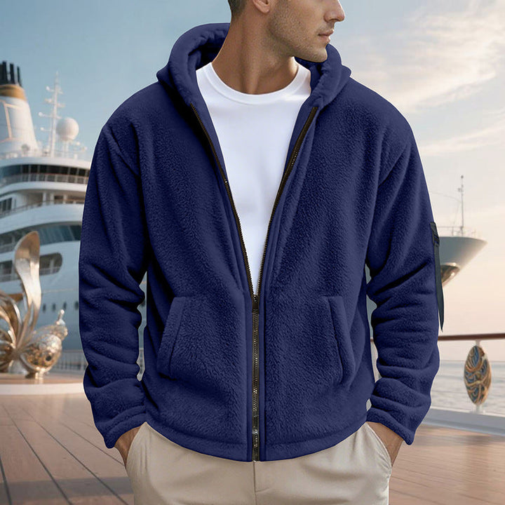 Herren Fleecejacke mit Kapuze und praktischen Reißverschlusstaschen Drune