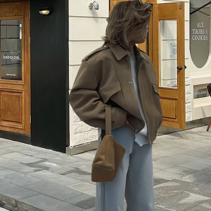 Damen modische Oversized-Jacke mit lässigem Schnitt und praktischen Taschen Drune