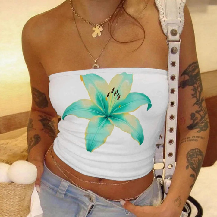 Damen Bandeau-Top mit floralem Design Drune