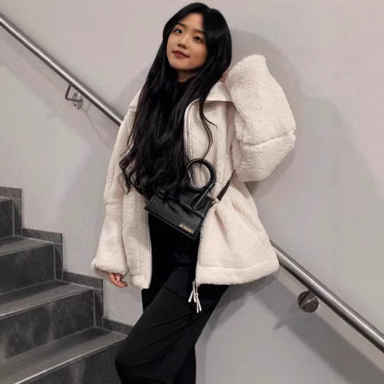 Damen Teddy-Fleecejacke mit hohem Kragen und seitlichen Reißverschlusstaschen Drune