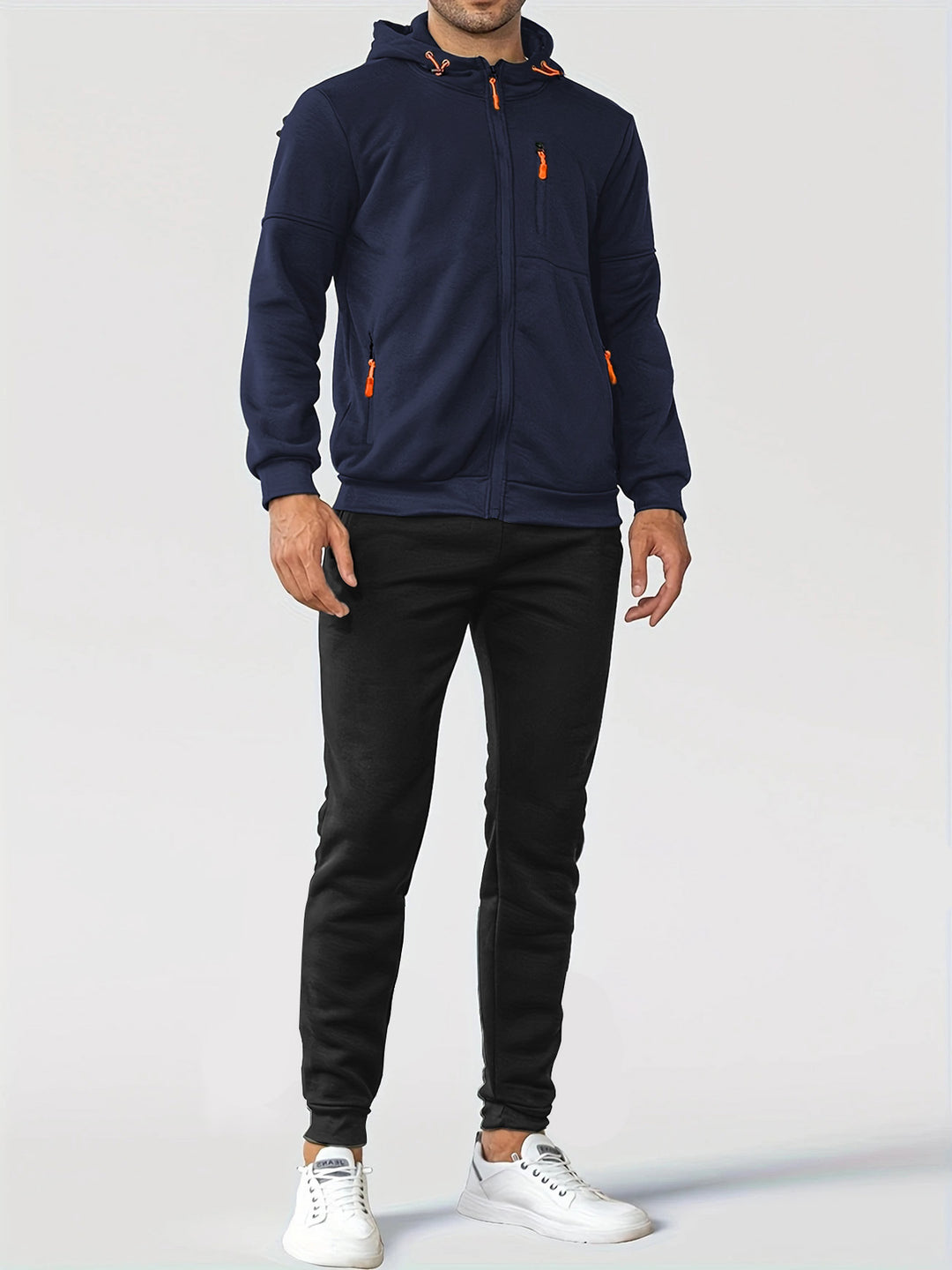 Herren technische Kapuzenjacke mit durchgehendem Frontreißverschluss, Brusttasche mit Reißverschluss und elastischen Bündchen Drune