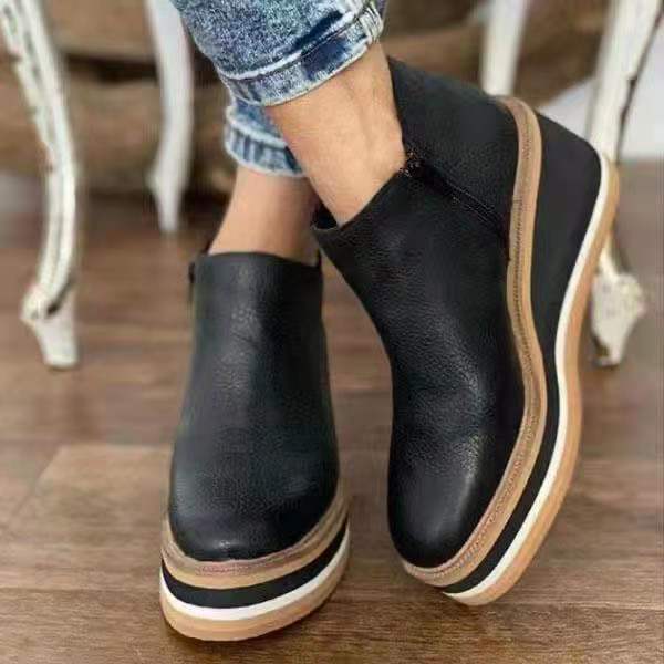 Damen nan Keilabsatz-Stiefelette mit verstecktem Plateau und elastischen Einstiegsleisten Drune