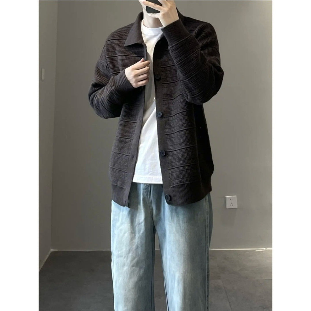 Herren Modische Strickjacke mit strukturiertem Design Drune