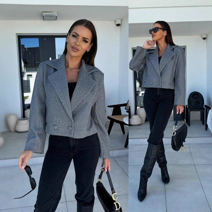 Damen Modischer Oversized-Blazer im klassischen Streifenmuster Drune